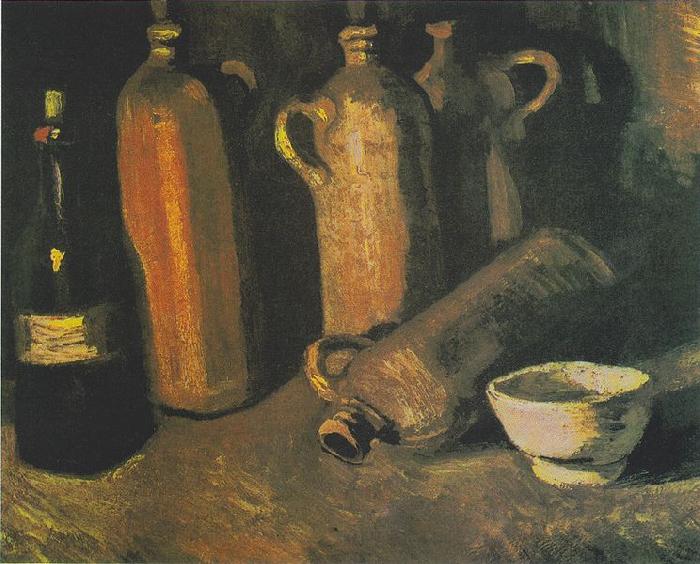 Vincent Van Gogh bottles and white bowl oil painting picture